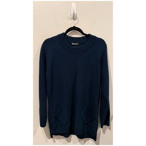 MANTZARE Navy Blue Pocket Front Crewneck Sweater